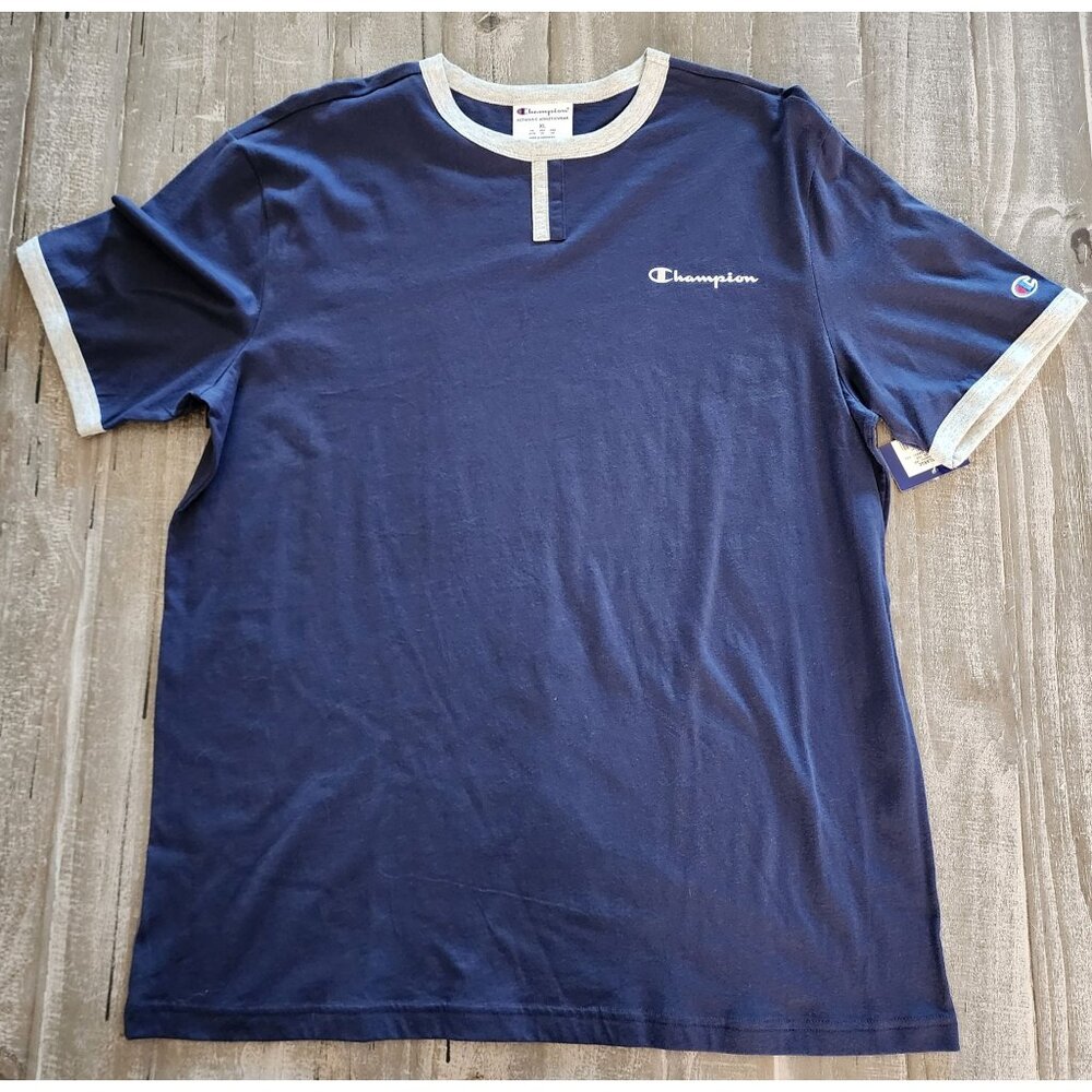 Champion Mens Navy T-Shirt XL Short Sleeve 100% Cotton New With Tag Authentic - Picture 8 of 14